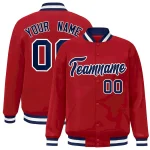 Custom Red Gold-White Classic Style Varsity Full-Snap Letterman Jacket