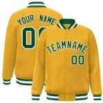 Custom Gold Green-White Classic Style Varsity Full-Snap Letterman Jacket