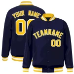 Custom Navy Gold-White Classic Style Varsity Full-Snap Letterman Jacket
