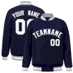 Custom Navy Orange-White Classic Style Varsity Full-Snap Letterman Jacket