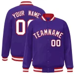 Custom Purple White-Red Classic Style Varsity Full-Snap Letterman Jacket