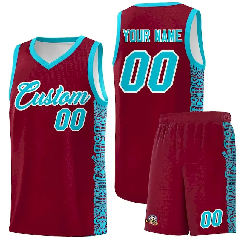 Custom Crimson Sky Blue Personalized Indians Pattern Sets Sports Uniform Basketball Jersey