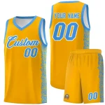 Custom Yellow Powder Blue Personalized Indians Pattern Sets Sports Uniform Basketball Jersey
