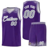 Custom Purple Gray Personalized Indians Print Sets Sports Uniform Basketball Jersey