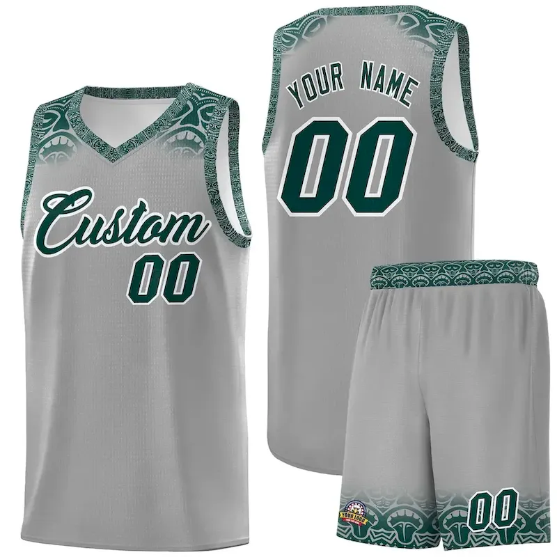 Custom Gray Midnight Green Personalized Indians Print Sets Sports Uniform Basketball Jersey