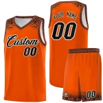 Custom Orange Black Personalized Indians Print Sets Sports Uniform Basketball Jersey