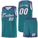 Custom Aqua Purple Personalized Indians Print Sets Sports Uniform Basketball Jersey