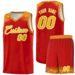 Custom Red Gold Personalized Indians Print Sets Sports Uniform Basketball Jersey