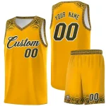 Custom Yellow Olive Personalized Indians Print Sets Sports Uniform Basketball Jersey