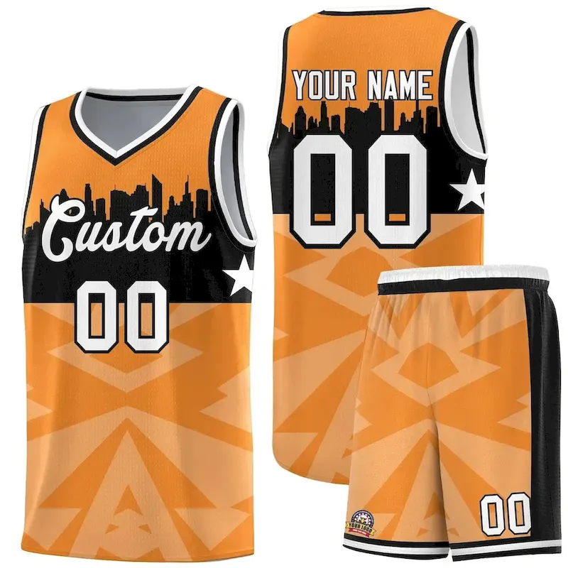 Custom Orange Personalized City Silhouette Pattern Sports Uniform Basketball Jersey