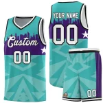 Custom Bright Green Personalized City Silhouette Pattern Sports Uniform Basketball Jersey
