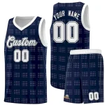 Custom Navy White Trailblazer Dot Pattern Sports Uniform Basketball Jersey