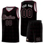 Custom Black Crimson Trailblazer Dot Pattern Sports Uniform Basketball Jersey
