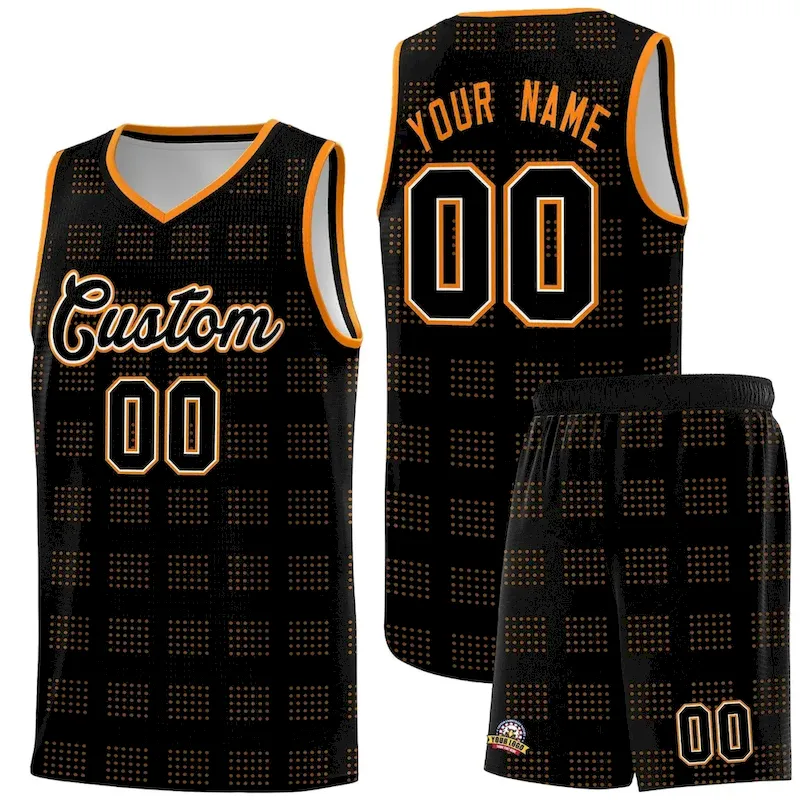 Custom Black Orange Trailblazer Dot Pattern Sports Uniform Basketball Jersey