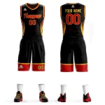 Custom Black Red-Gold Graffiti Pattern Sets Lightning Basketball Jersey