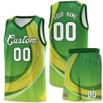 Custom Neon Green Gold Personalized Galaxy Graffiti Pattern Sports Uniform Basketball Jersey
