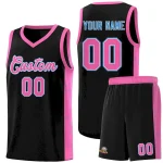 Custom Black Pink-White Side Splash Sports Uniform Basketball Jersey