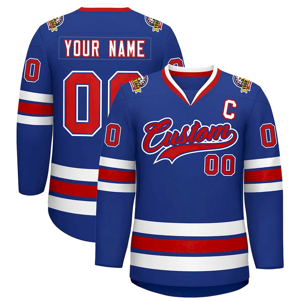 Custom Royal Red Royal-White Classic Style Hockey Jersey
