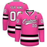 Custom Pink Black-White Classic Style Hockey Jersey