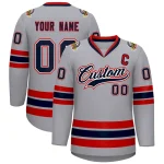 Custom Gray Navy White-Red Classic Style Hockey Jersey