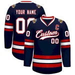 Custom Navy White-Red Classic Style Hockey Jersey