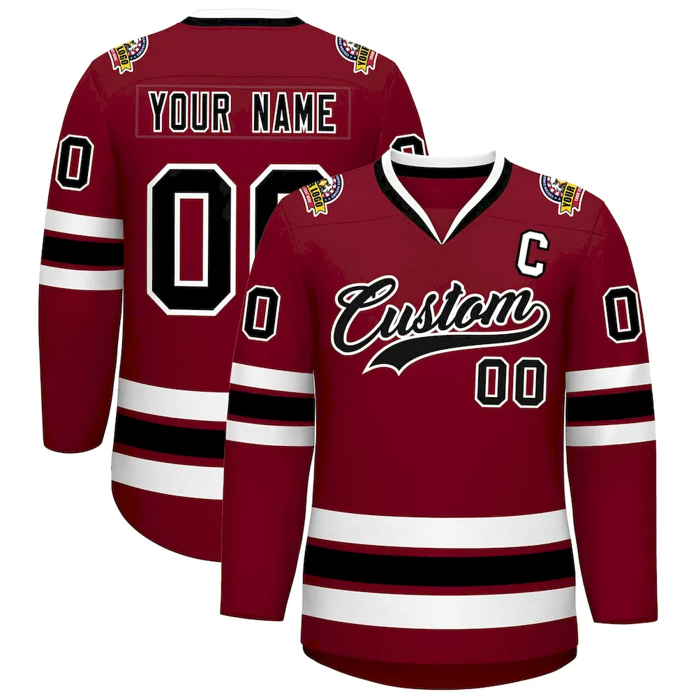 Custom Purple Gold Purple-White Classic Style Hockey Jersey