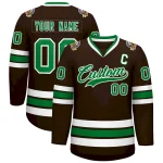 Custom Brown Kelly Green-White Classic Style Hockey Jersey