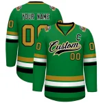Custom Kelly Green Gold-White Classic Style Hockey Jersey