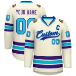 Custom Khaki Purple-Light Blue Classic Style Hockey Jersey