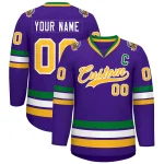 Custom Purple Gray-White Classic Style Hockey Jersey