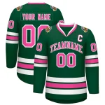 Custom Green Pink-White Classic Style Hockey Jersey