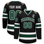 Custom Black Green-White Classic Style Hockey Jersey