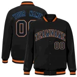 Custom Black Black-Powder Blue Classic Style Varsity Full-Snap Letterman Jacket