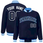 Custom Navy Navy-White Classic Style Varsity Full-Snap Letterman Jacket