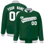 Custom Green White-Gray Classic Style Varsity Full-Snap Letterman Jacket