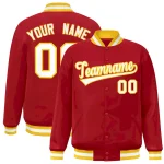 Custom Red White-Gold Classic Style Varsity Full-Snap Letterman Jacket