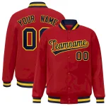 Custom Red Navy-Gold Classic Style Varsity Full-Snap Letterman Jacket