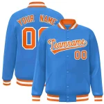 Custom Powder Blue White-Royal Classic Style Varsity Full-Snap Letterman Jacket
