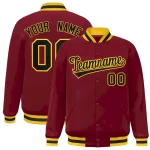 Custom Crimson Black-Gold Classic Style Varsity Full-Snap Letterman Jacket