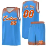 Custom Powder Blue Orange Personalized Indians Print Sets Sports Uniform Basketball Jersey