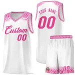 Custom White Pink Personalized Indians Print Sets Sports Uniform Basketball Jersey