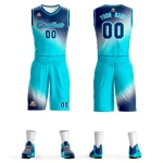 Custom Navy Sky Blue Gradient Fashion Sports Uniform Basketball Jersey