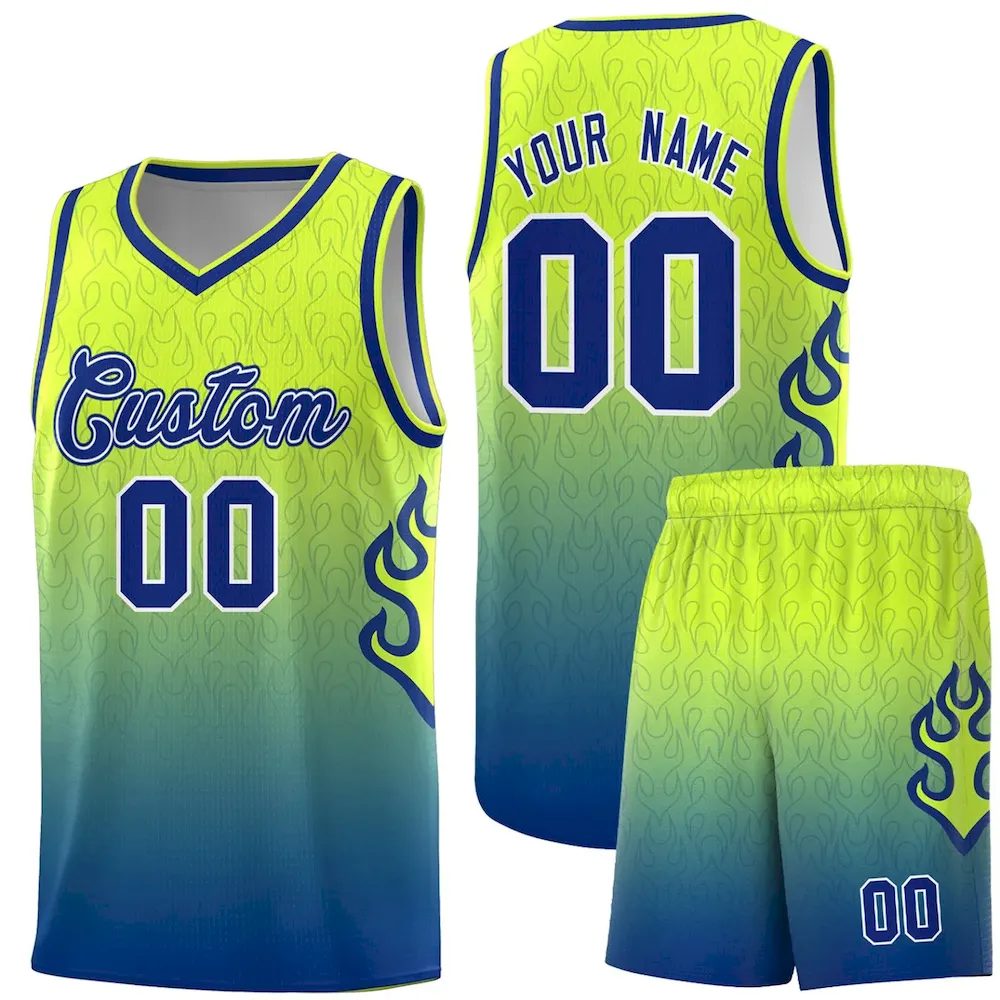 Custom Orange Red-Gold Flame Gradient Fashion Sports Uniform Basketball Jersey