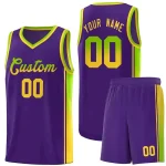 Custom Purple Neon Green-Gold Gradient Fashion Sports Uniform Basketball Jersey