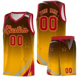 Custom Red Navy Gradient Star Graffiti Pattern Sports Uniform Basketball Jersey
