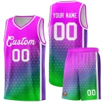 Custom Light Green Orange Gradient Design Irregular Shapes Pattern Sports Uniform Basketball Jersey