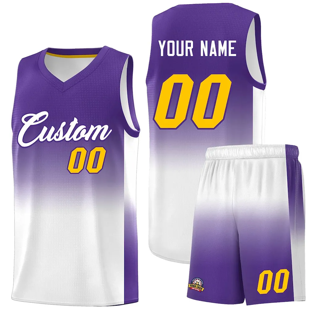 Custom Pink White Gradient Fashion Sets Sports Uniform Basketball Jersey