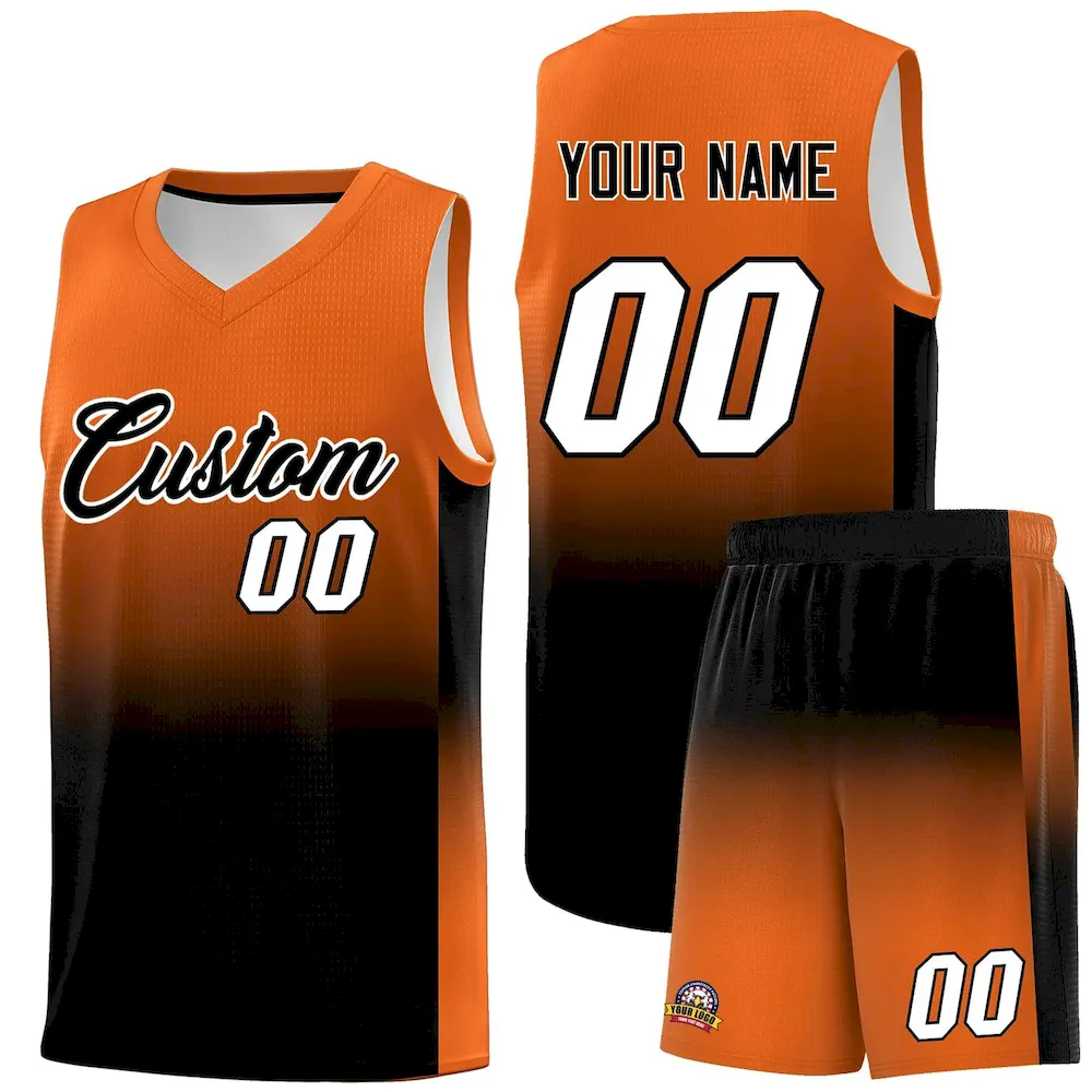 Custom Gold Red Gradient Fashion Sets Sports Uniform Basketball Jersey