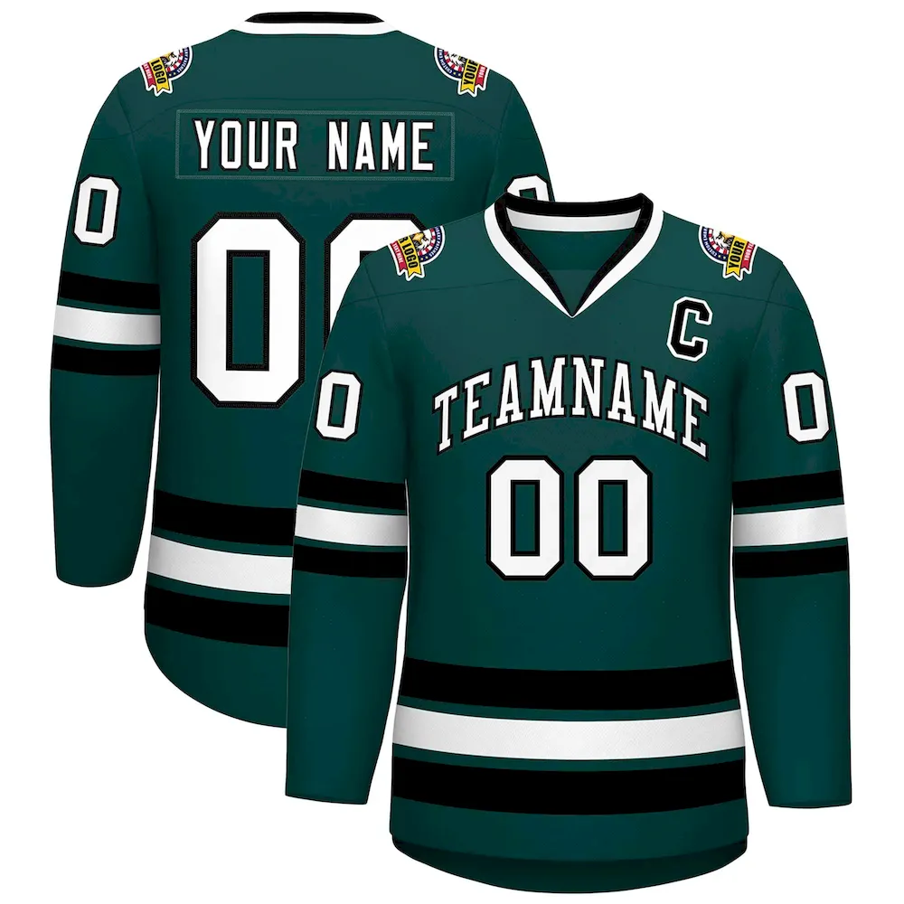 Custom Midnight Green Old Gold-Black Classic Style Hockey Jersey