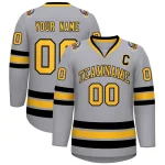Custom Gray Gold-Black Classic Style Hockey Jersey
